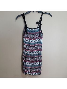 Justice Black and Pink Patterned Romper Size 12